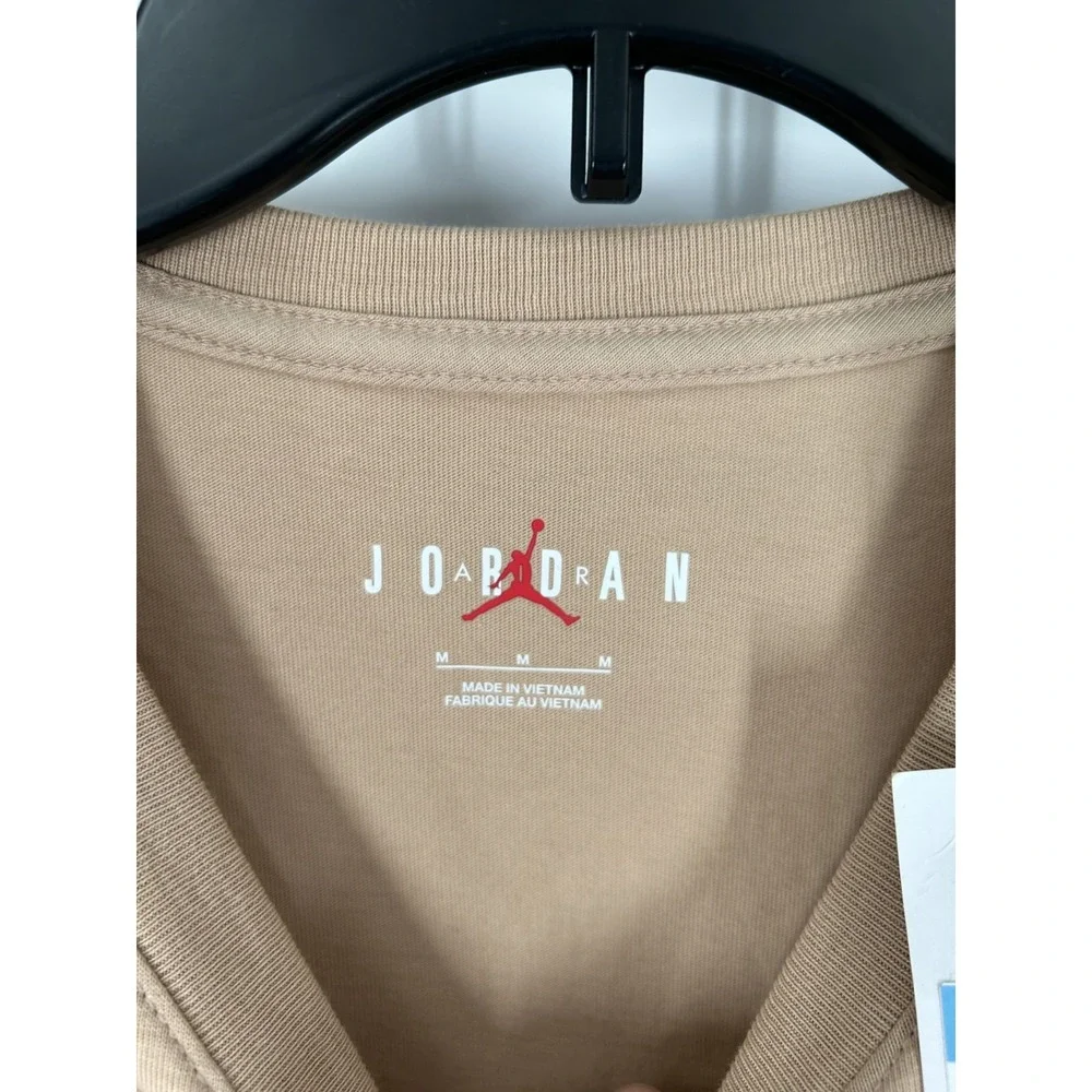 Air Jordan T Shirt Men Medium Khaki Long Sleeve Jumpman Graphic Cotton Crew Neck